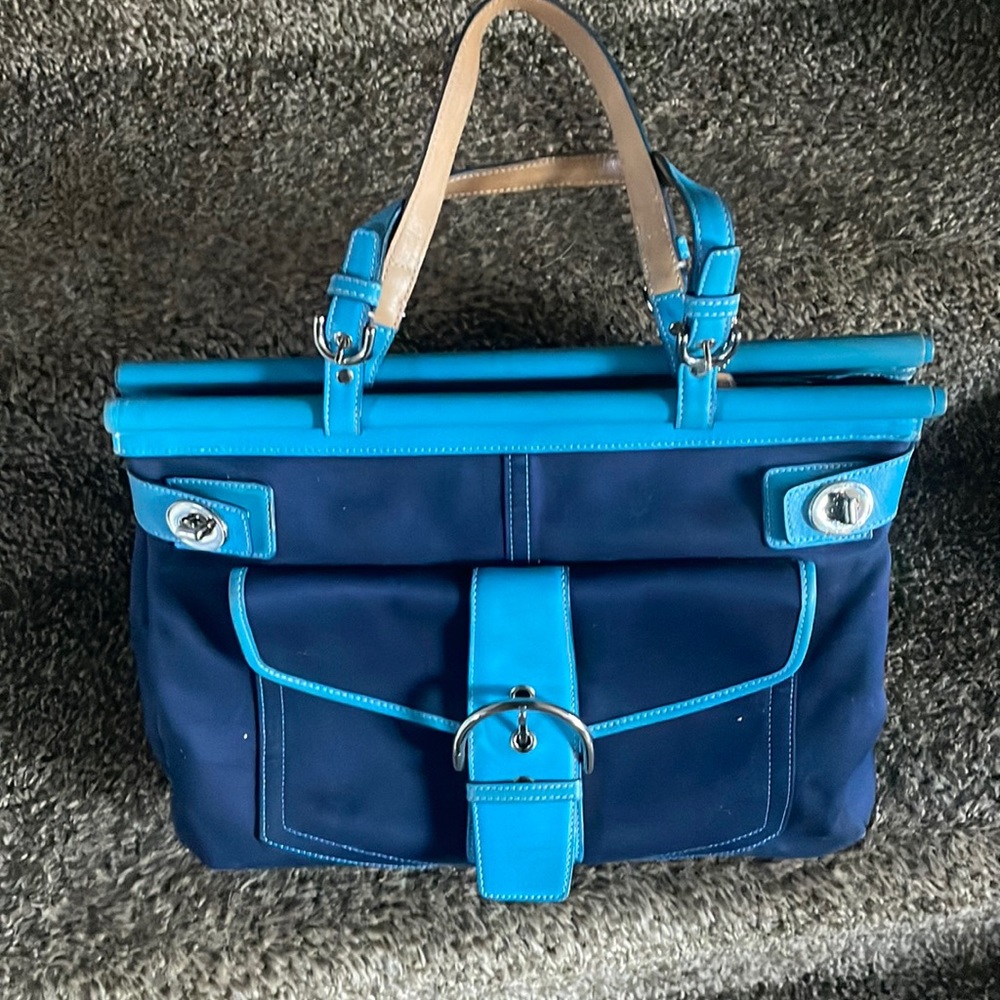 Coach Canvas and Leather Trim Large Satchel